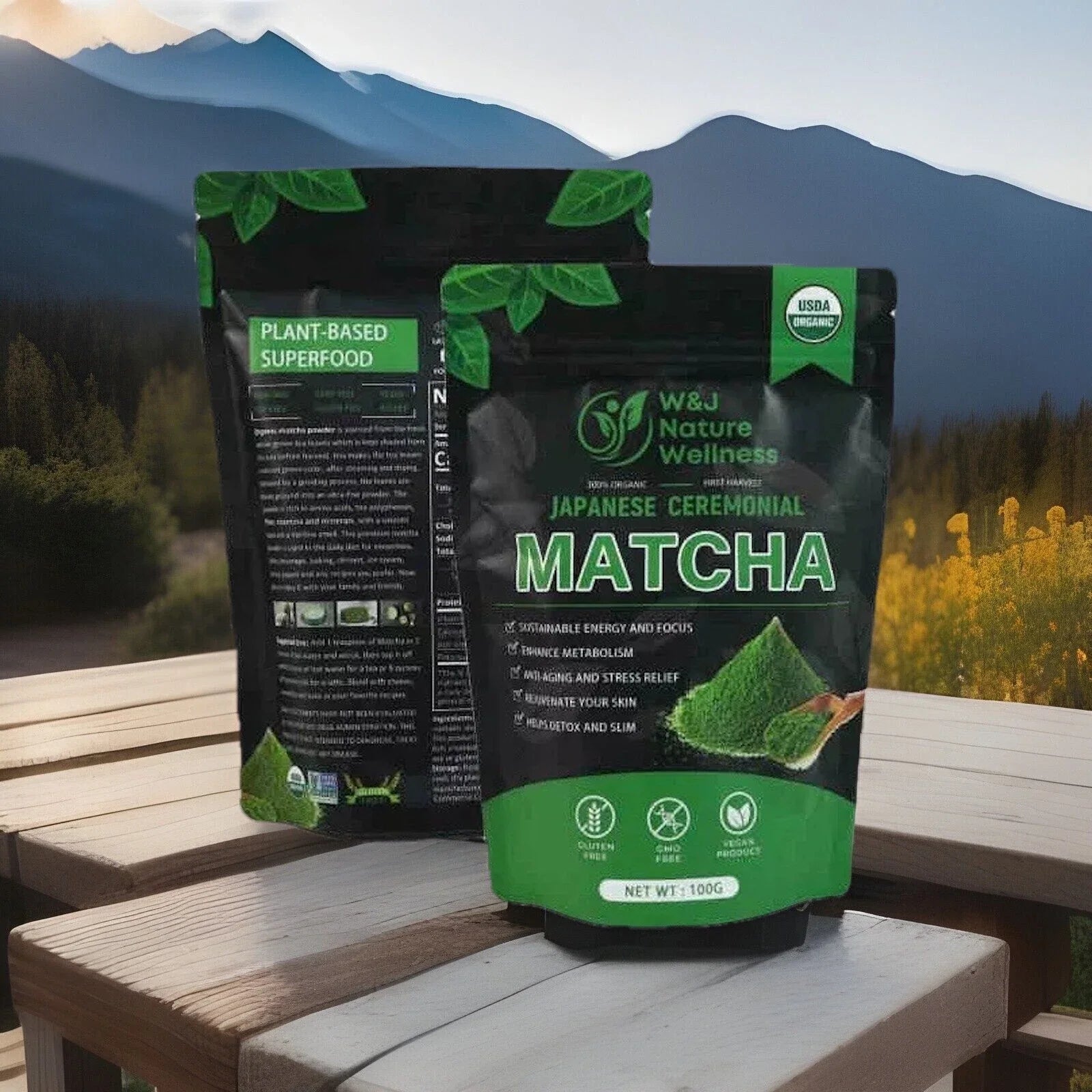 W&J  Nature wellness 100%organic pure Japanesse Ceremonial Matcha park of 2