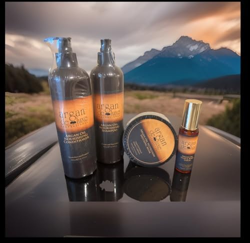 Argan Deluxe 4‑Piece Hair Care Set – Shampoo & Conditioner (500ml), Hair Mask (500ml) & Argan Hair + Body Serum (50ml) | 1550ml Total