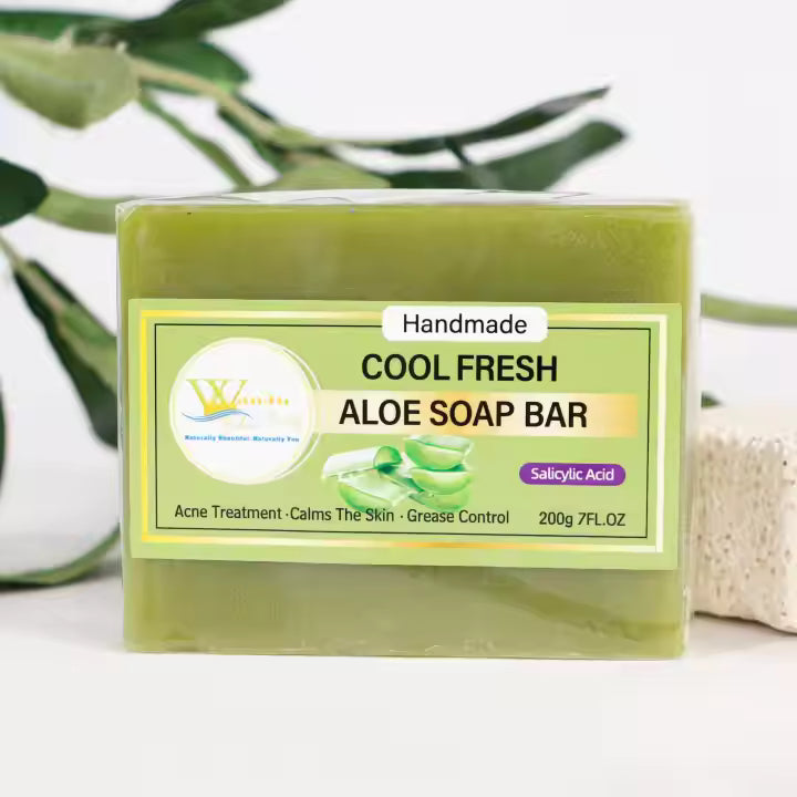 Wanju Nature Beauty Handmade Aloe Soap Bar – Salicylic Acid Acne Treatment & Grease Control, 200g
