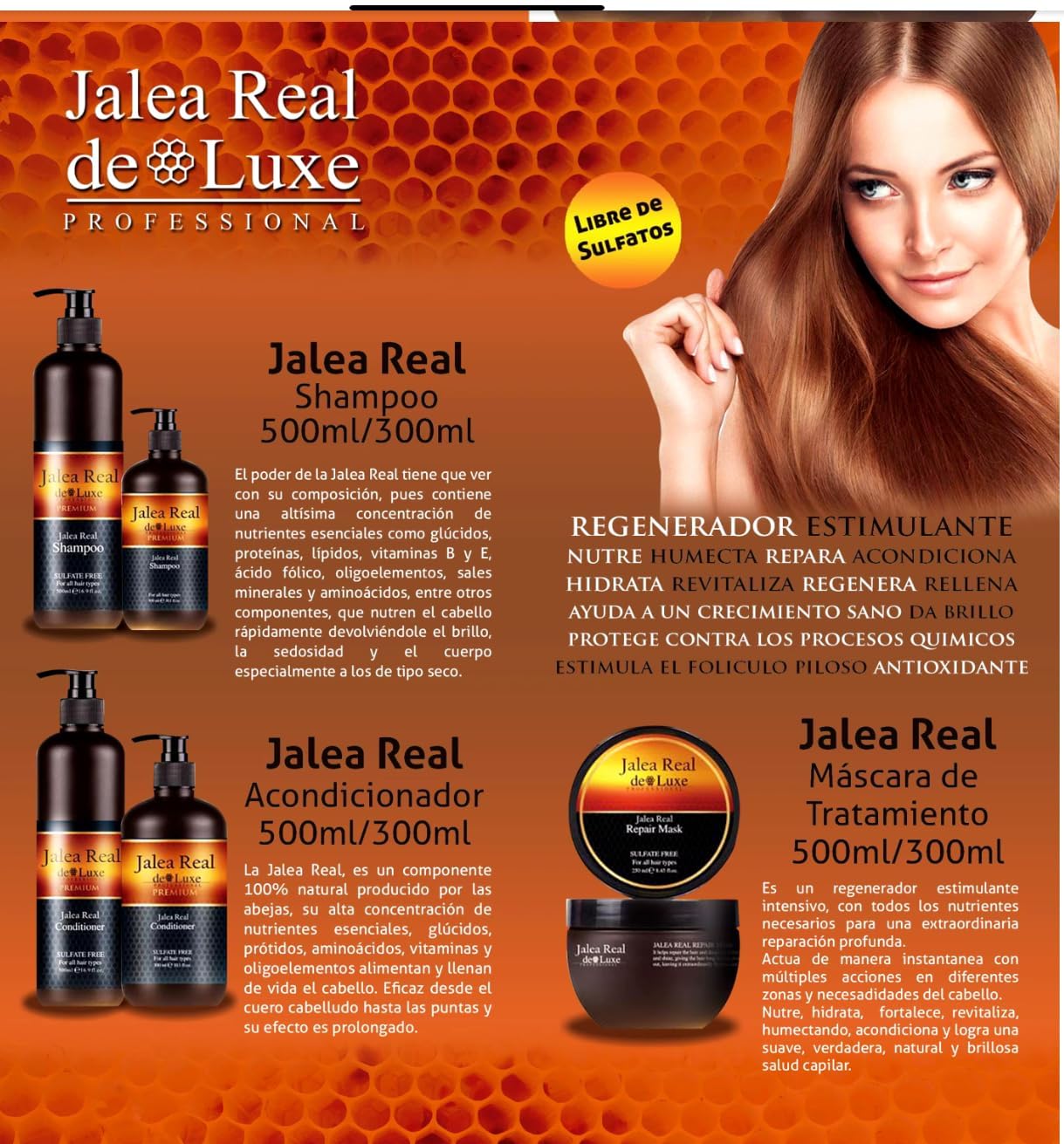 Jalea Real de Luxe Premium Hair Repair System, Hair Mask 8.45 fl oz, Oil Hair & Body Serum 3.38 fl oz
