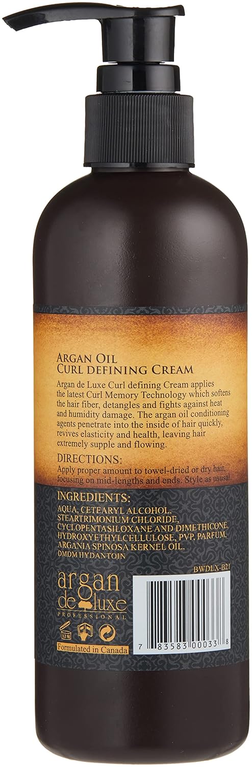 Argan Deluxe Curl Defining Cream – 100% Pure Moroccan Argan Oil, Restores Shine & Softness, 8 oz