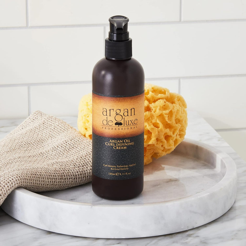 Argan Deluxe Curl Defining Cream – 100% Pure Moroccan Argan Oil, Restores Shine & Softness, 8 oz