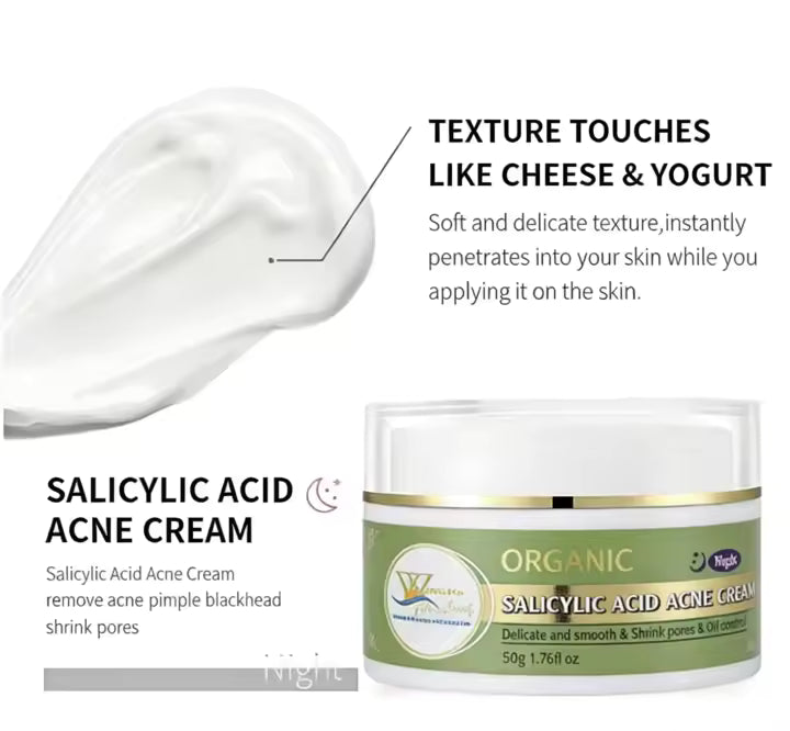 “Salicylic Acid Night Cream for Acne & Dark Spots + Aloe Vera Brightening Soap Set”