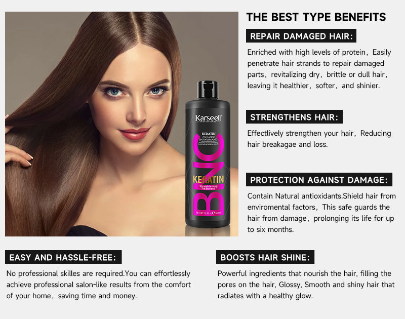 Karseell Brazilian Keratin Straightening Conditioner – Collagen Organic Treatment, Professional Repair & Smoothness (500ml x3)