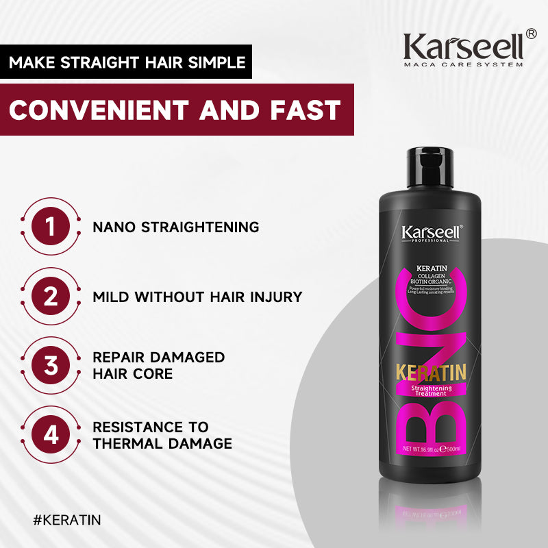 Karseell Brazilian Keratin Straightening Conditioner – Collagen Organic Treatment, Professional Repair & Smoothness (500ml x3)