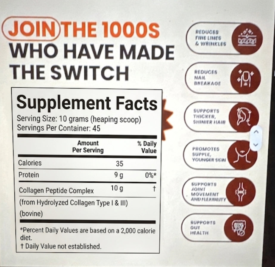 Unflavored Hydrolyzed Collagen Peptides Powder 16 oz – Premium Protein Supplement, Mixes Easily in Coffee & Smoothies, Clean Formula