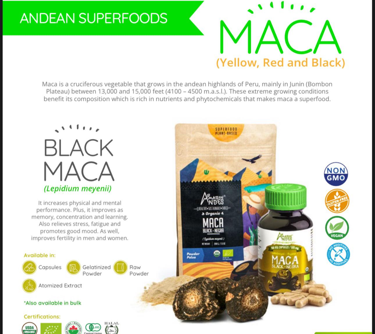 Amazon Andes Organic Red Maca Root Powder 8oz 227g - Maca Roja from Junin Peru - Gelatinized Starch-Free - USDA Organic Lepidium Meyenii - Raw Peruvian Superfood Andes Non-GMO Vegan