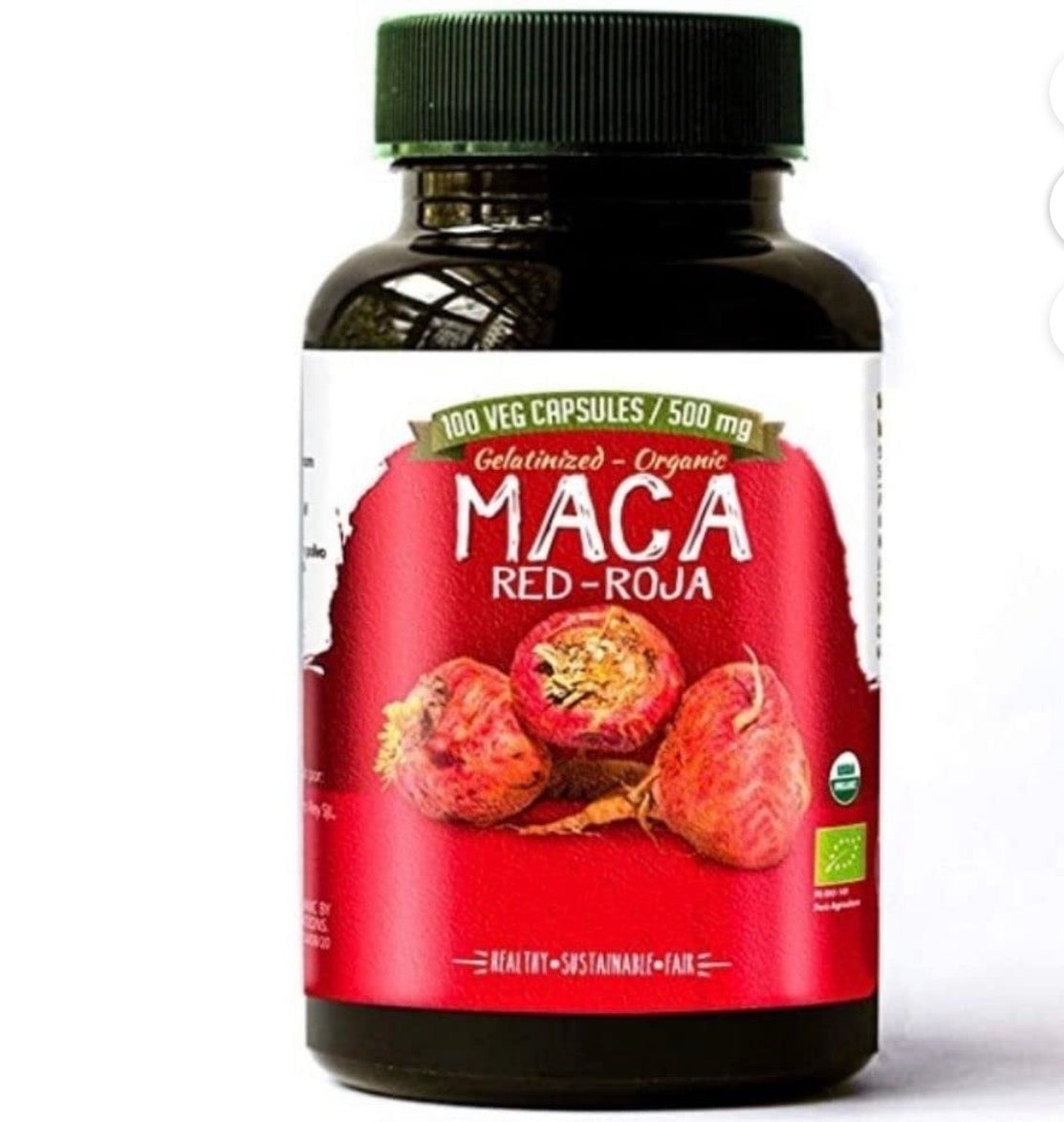 Amazon Andes Organic Red Maca Root Powder 8oz 227g - Maca Roja from Junin Peru - Gelatinized Starch-Free - USDA Organic Lepidium Meyenii - Raw Peruvian Superfood Andes Non-GMO Vegan