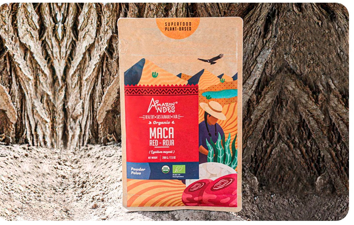 Amazon Andes Organic Red Maca Root Powder 8oz 227g - Maca Roja from Junin Peru - Gelatinized Starch-Free - USDA Organic Lepidium Meyenii - Raw Peruvian Superfood Andes Non-GMO Vegan