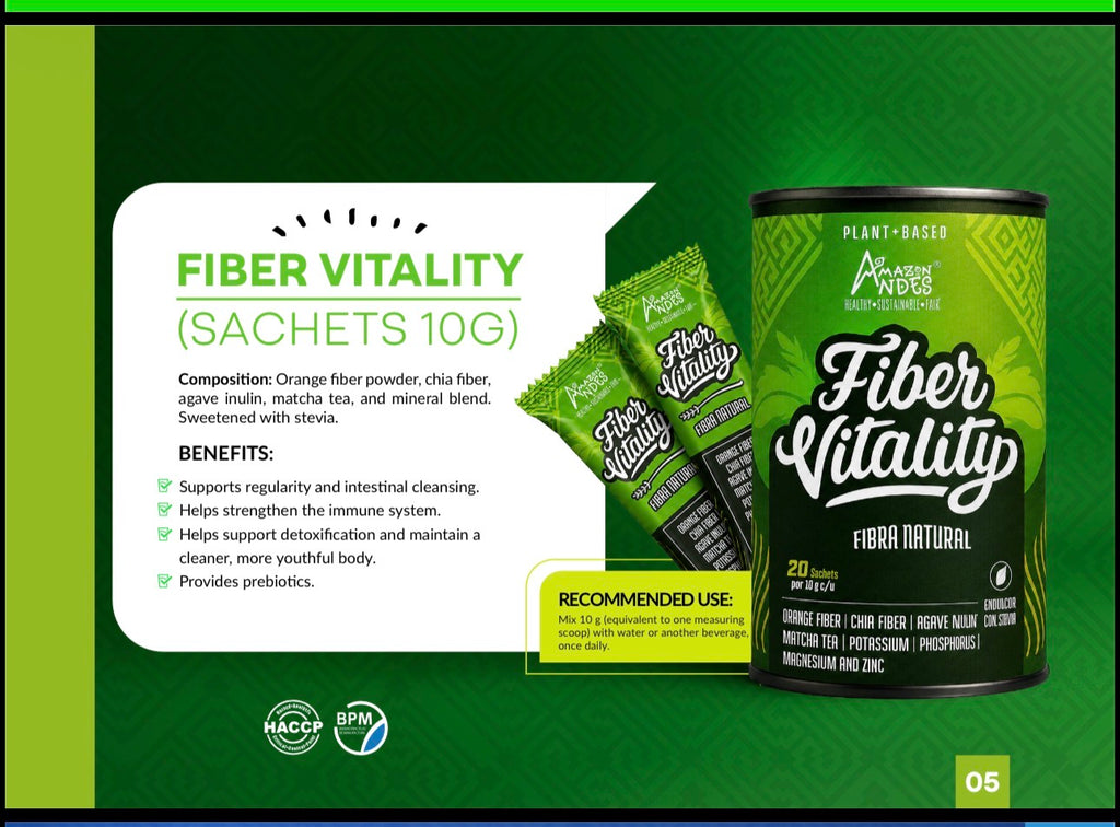 Fiber Vitality Natural Fiber Blend – Plant‑Based Digestive & Gut Health Support (20 Sachets, 200g)