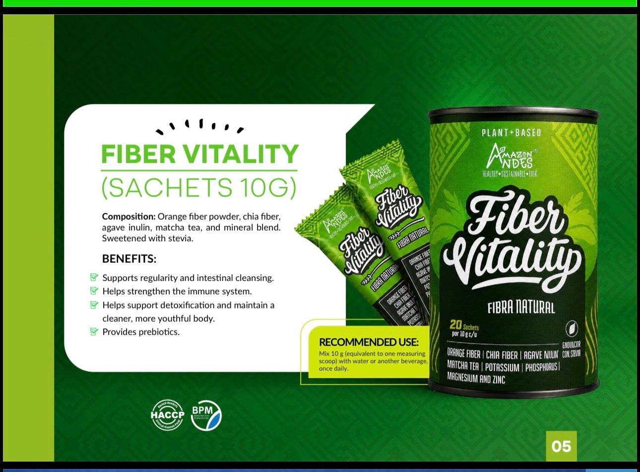 Fiber Vitality Natural Fiber Blend – Plant‑Based Digestive & Gut Health Support (20 Sachets, 200g)