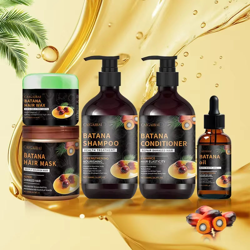 Batana Hair Care Set, Shampoo, Conditioner, Hair Wax, Hair Oil, Natural Treatment Set of 5