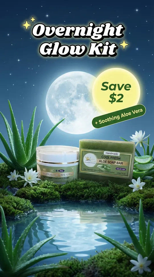 “Salicylic Acid Night Cream for Acne & Dark Spots + Aloe Vera Brightening Soap Set”