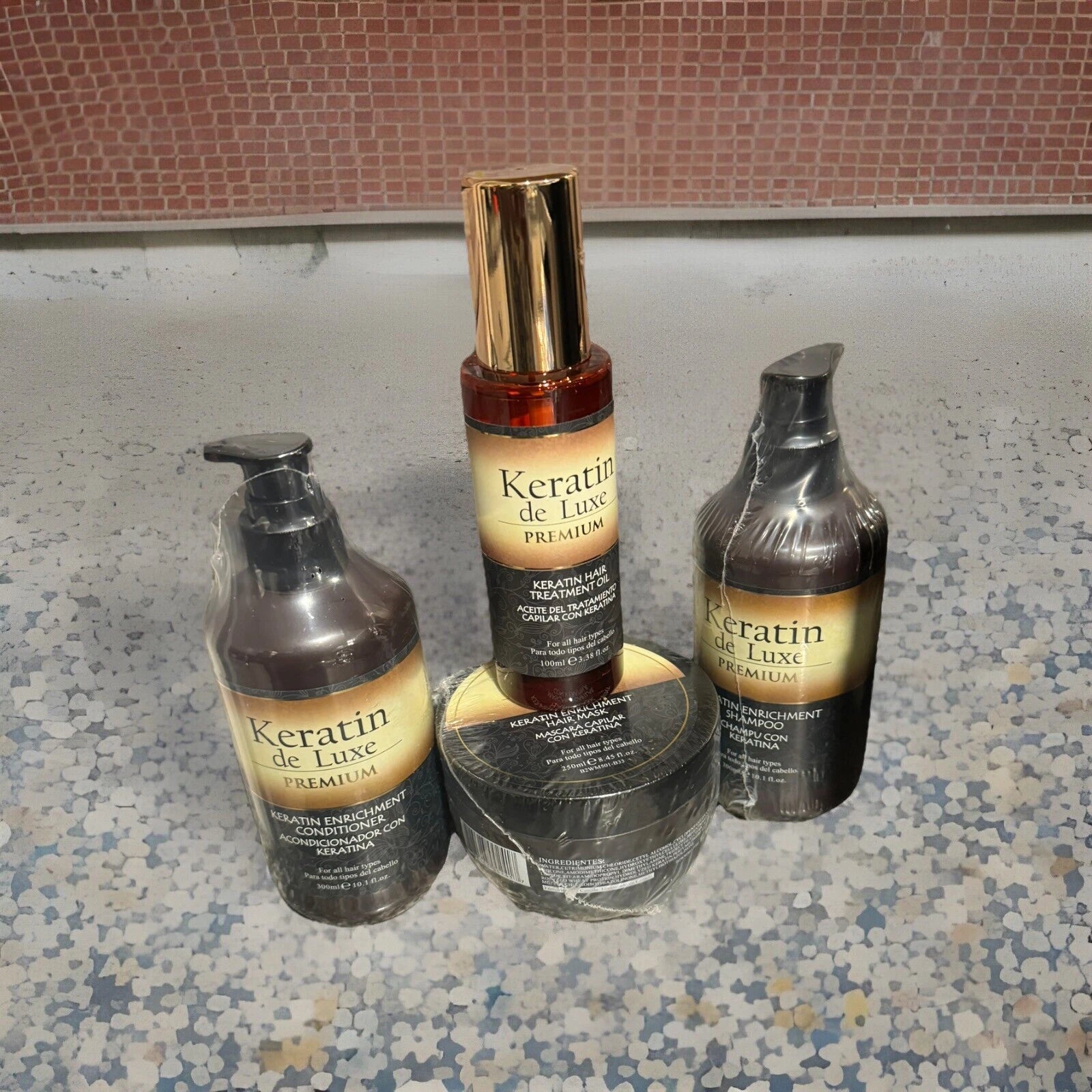 ⭐ Keratin Deluxe Hair Repair Set – Shampoo, Conditioner, Hair Oil & Mask (4‑Piece Kit)