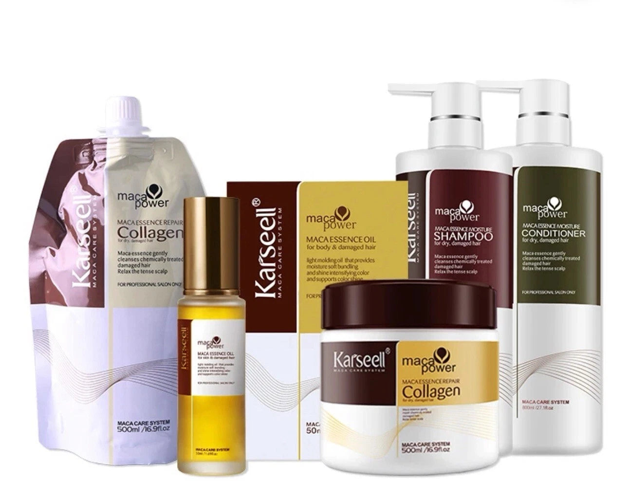 Karseell Hair Repair Set Shampoo Conditioner Mask MACA Argan Oil Original (5