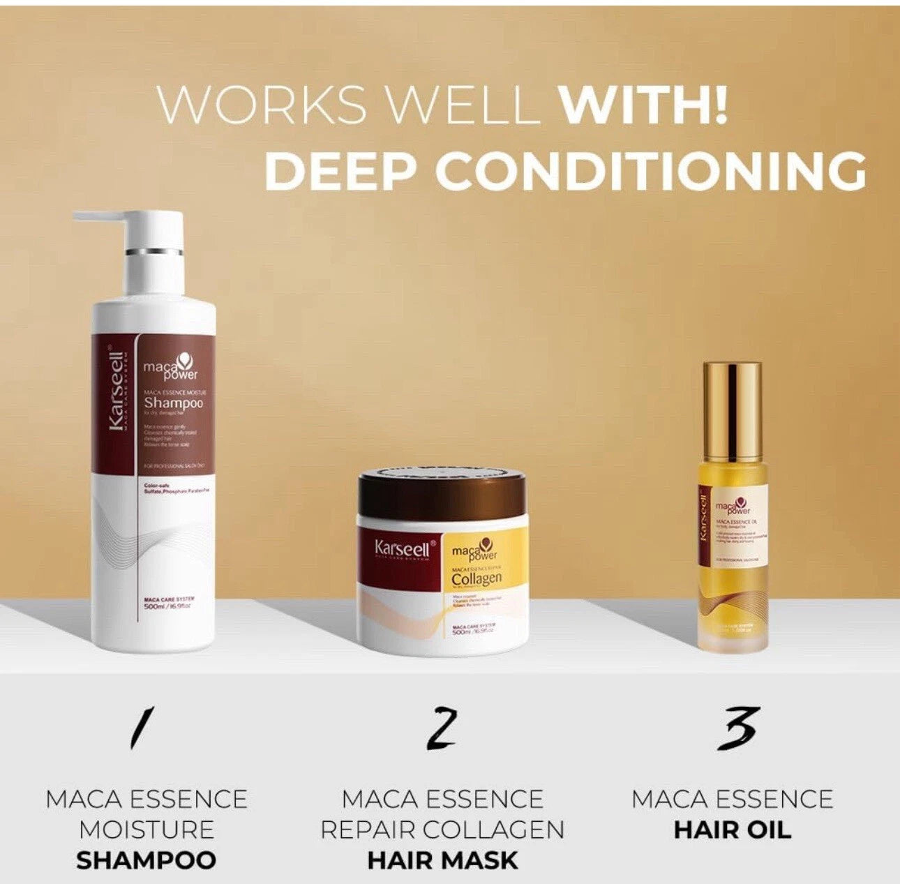 Karseell Hair Repair Set Shampoo Conditioner Mask MACA Argan Oil Original (5