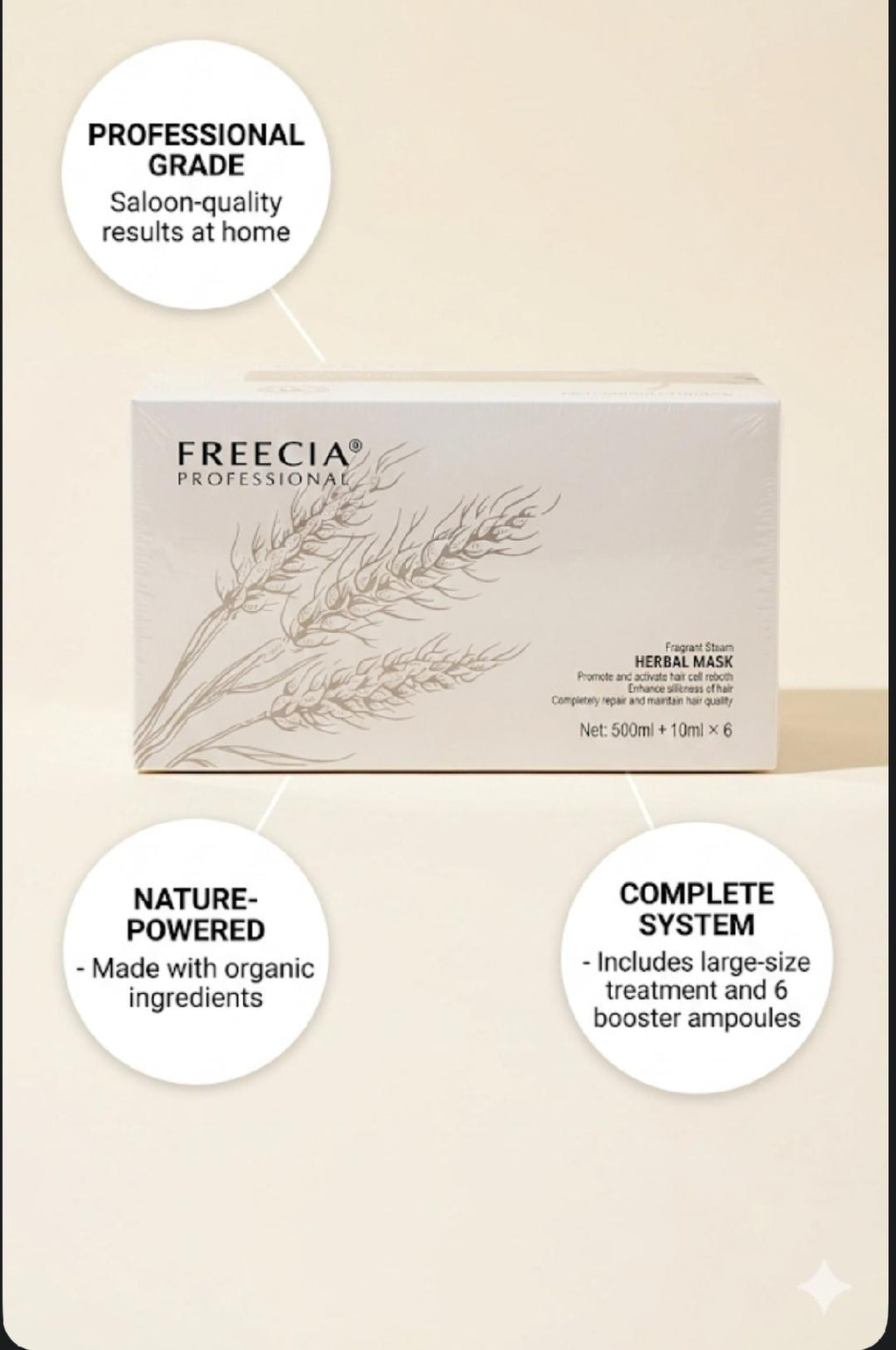 Professional Freecia Herbal Protein Hair Mask Treatment Kit – Deep Repair Tratamiento Capilar