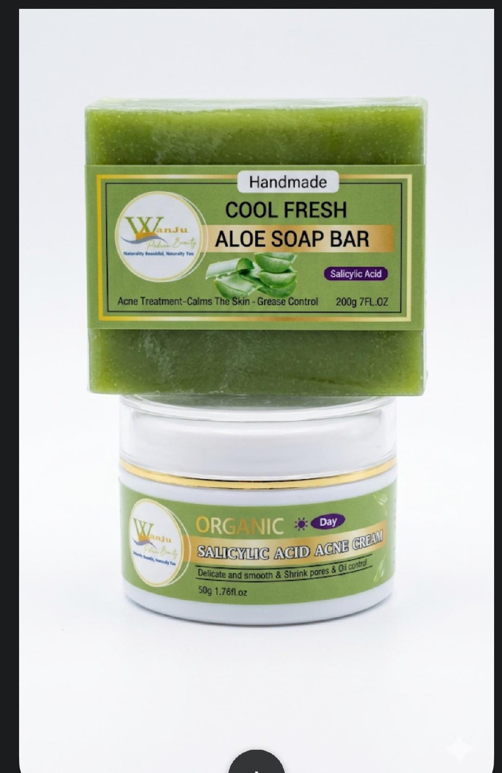 “Salicylic Acid Night Cream for Acne & Dark Spots + Aloe Vera Brightening Soap Set”