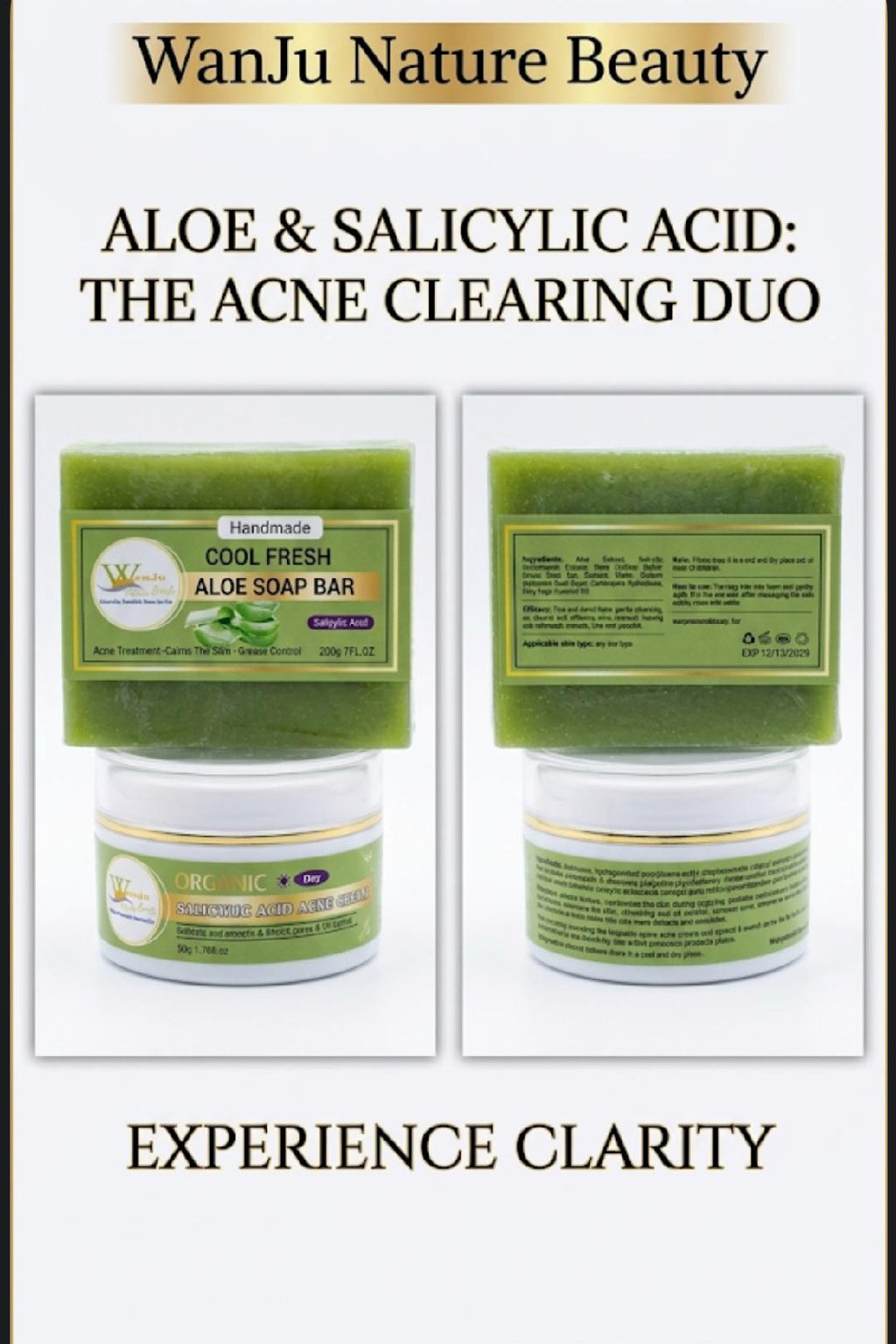 “Salicylic Acid Night Cream for Acne & Dark Spots + Aloe Vera Brightening Soap Set”