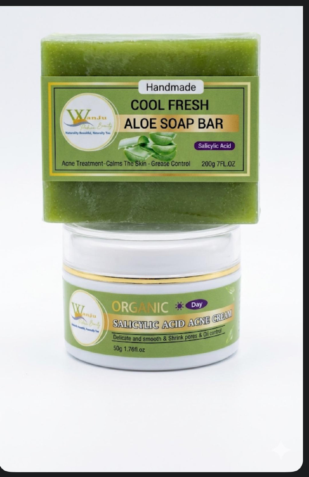 “Salicylic Acid Night Cream for Acne & Dark Spots + Aloe Vera Brightening Soap Set”