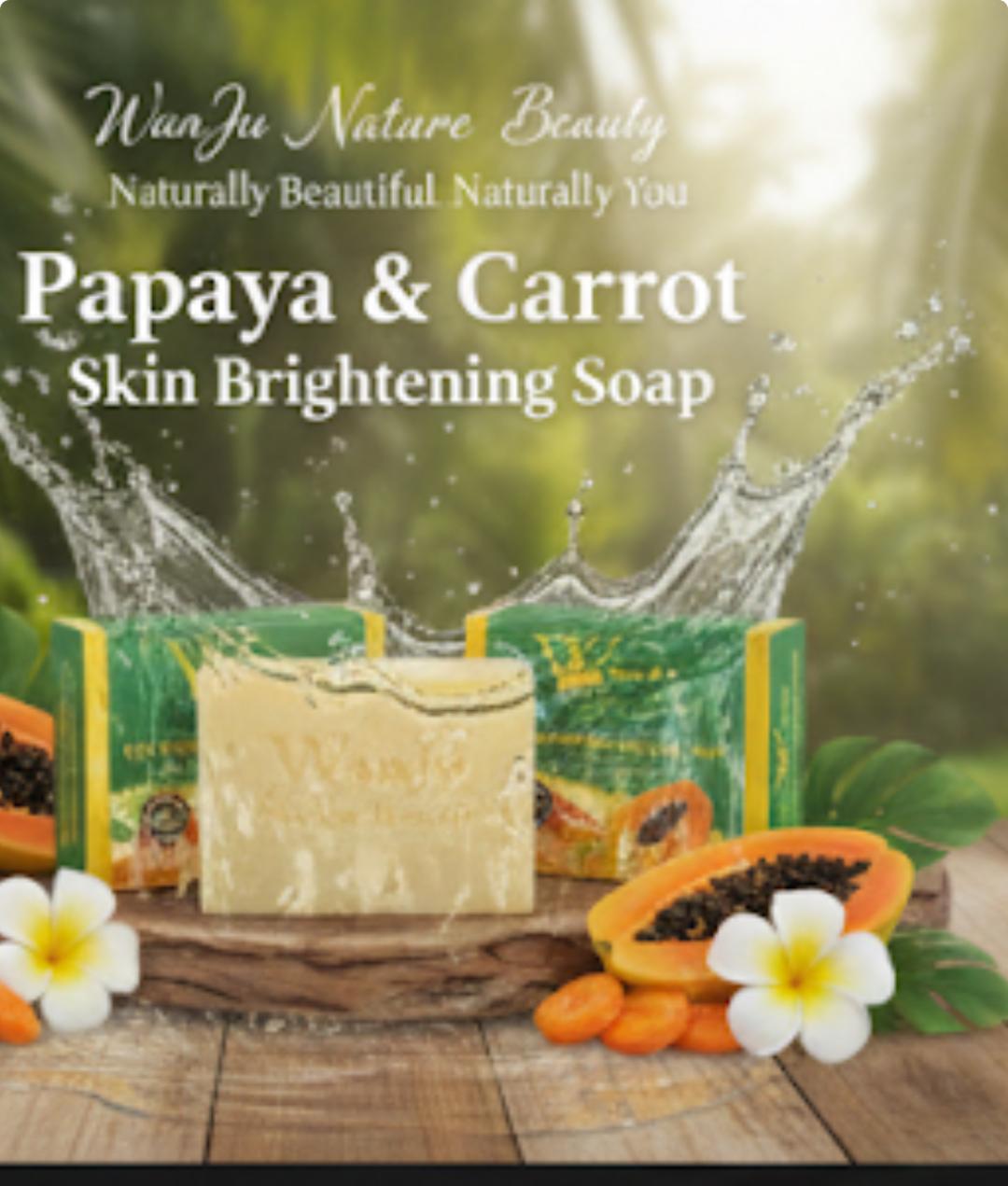 Premium Handmade Cold‑Pressed Papaya & Carrot Soap – 100% Natural Skin Brightening & Moisturizing Bar, Suitable for All Skin Types (5.29oz)
