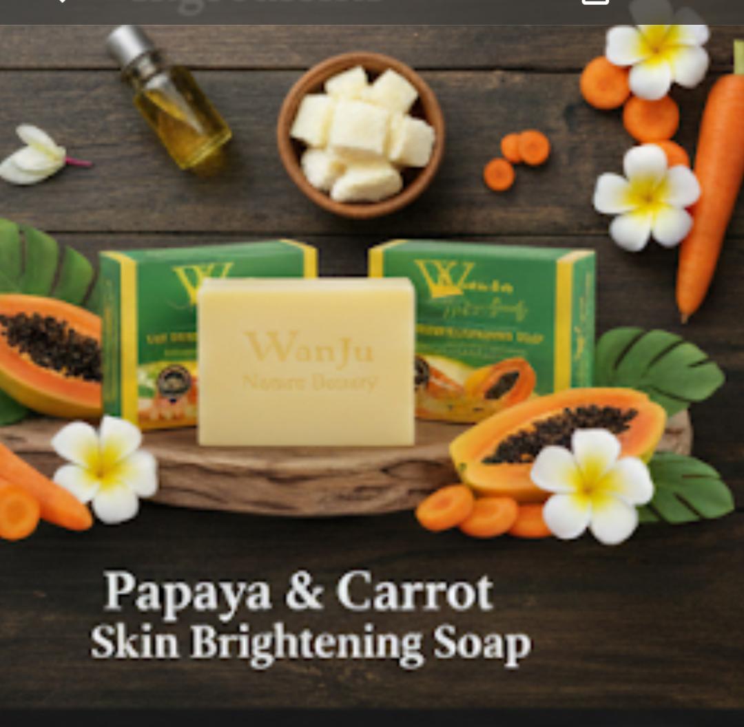 Premium Handmade Cold‑Pressed Papaya & Carrot Soap – 100% Natural Skin Brightening & Moisturizing Bar, Suitable for All Skin Types (5.29oz)