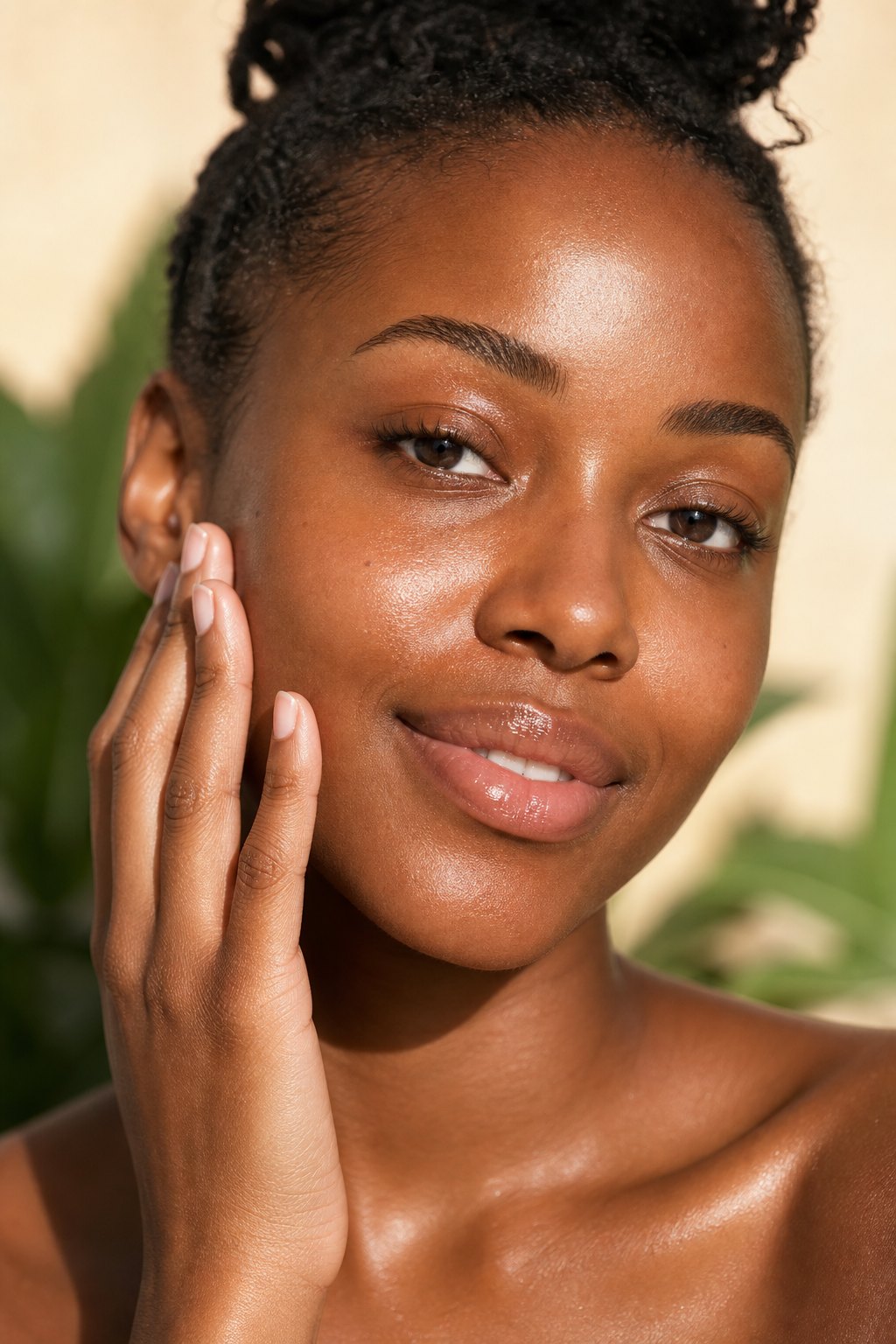 Woman with radiant natural skin